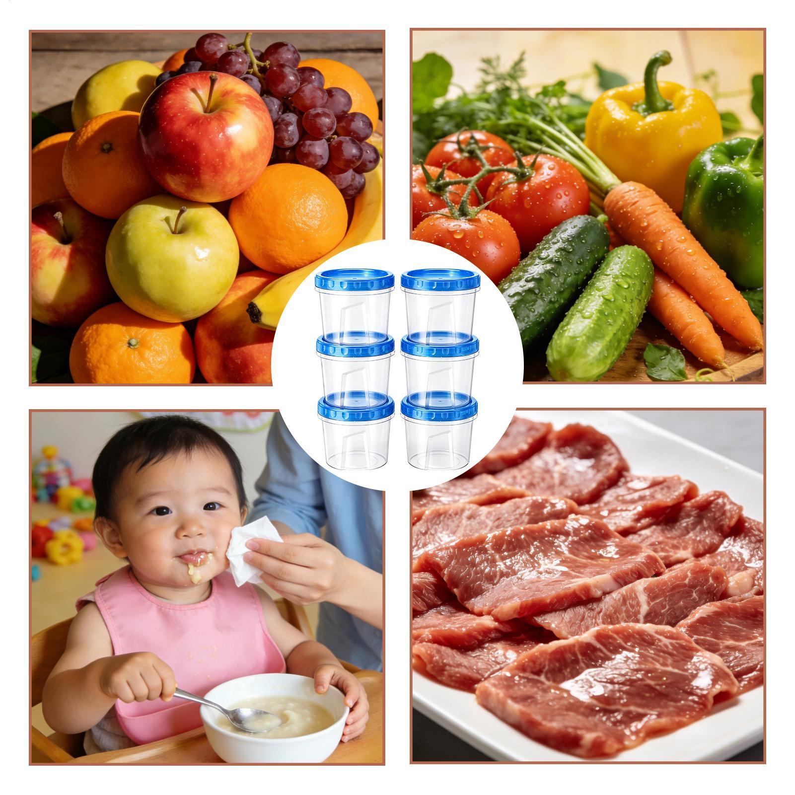 Food Storage And Containers - 식품 보관용 냉동고 용기 6개 16온스