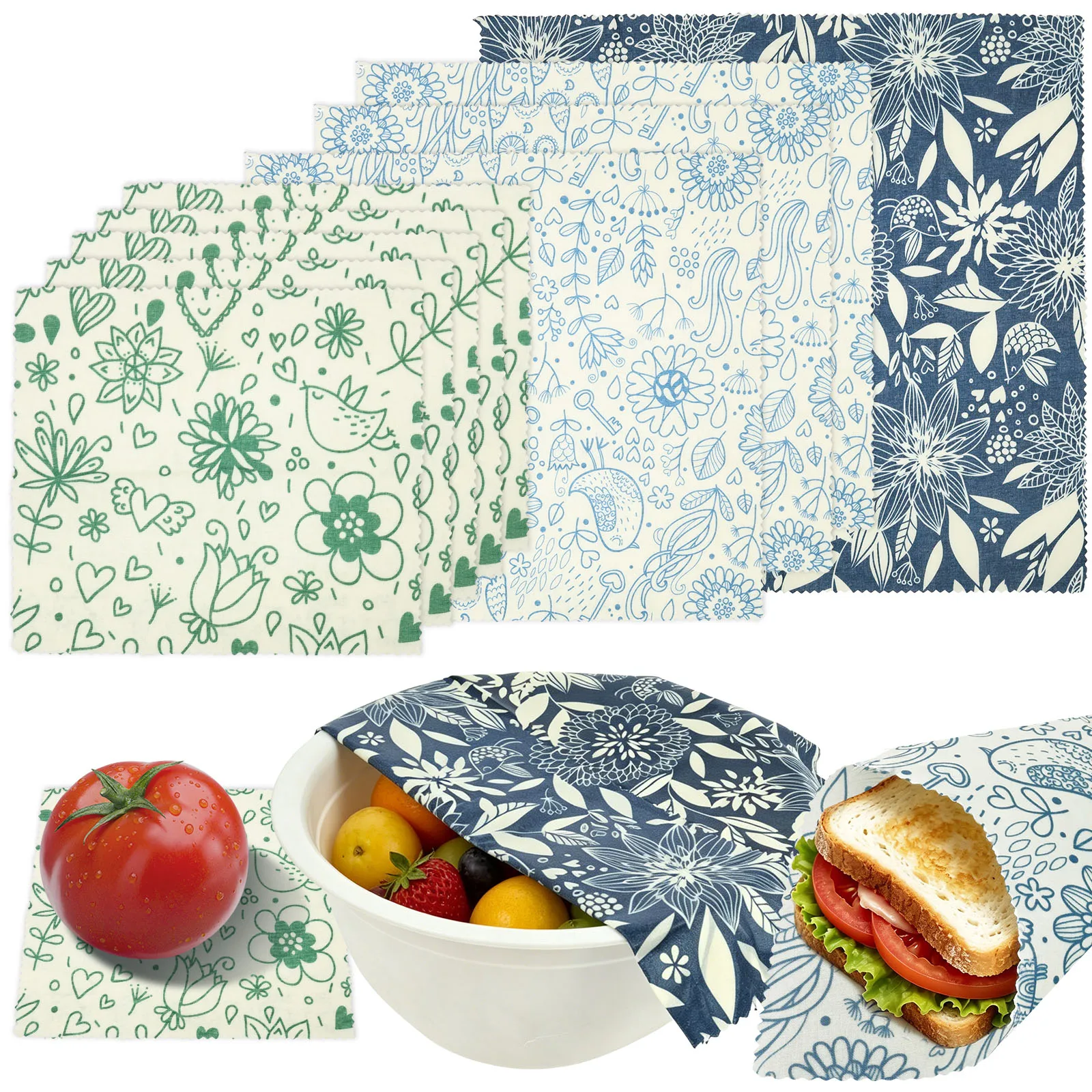 Beeswax Food Wrap - 9개 유기농 밀랍 랩 재사용 가능