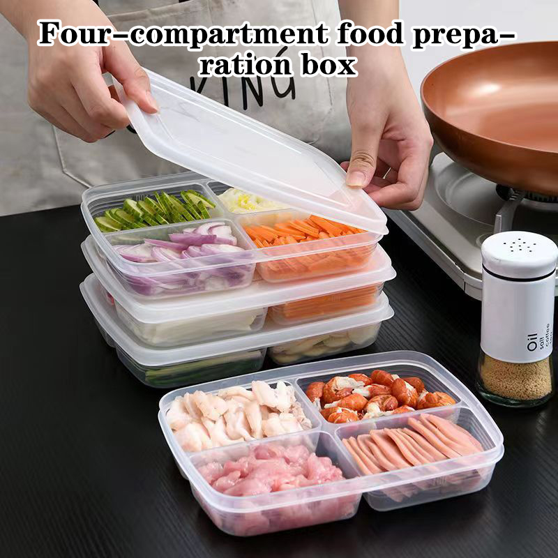 Food Storage Refrigerator - 새로운【4칸 플라스틱 보관함 휴대용 칸막이 냉장고