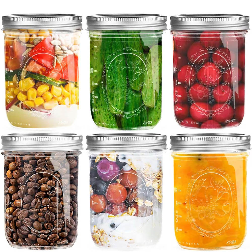 Food Storage With Lids - 16온스 와이드 마우스 메이슨 항아리(뚜껑 포함),
