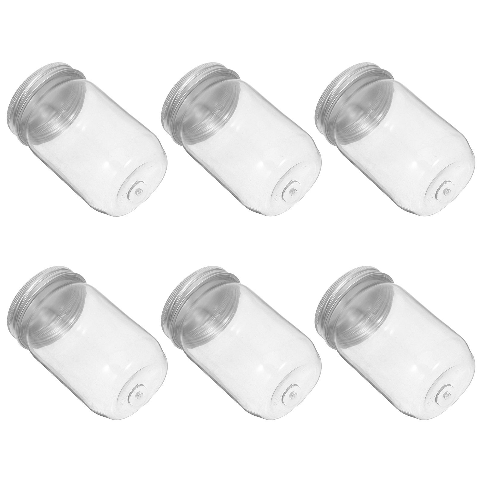 Food Storage And Containers - 6Pcs 투명 플라스틱 메이슨 항아리(밀폐 뚜껑