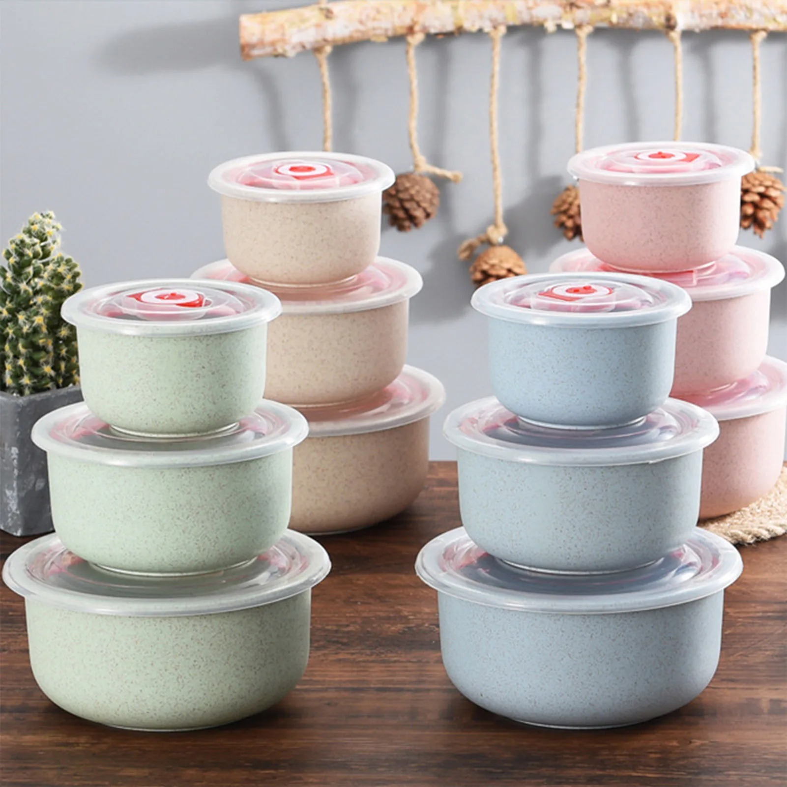 Food Storage And Preparation - 음식 보관 용기 3개, 뚜껑이 있는