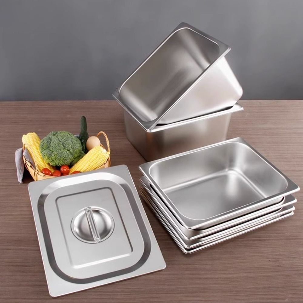 스테인레스 스틸 수통 식품 분지 커버가있는 직사각형 녹 - Food Storage And Preparation 리뷰 및 가격