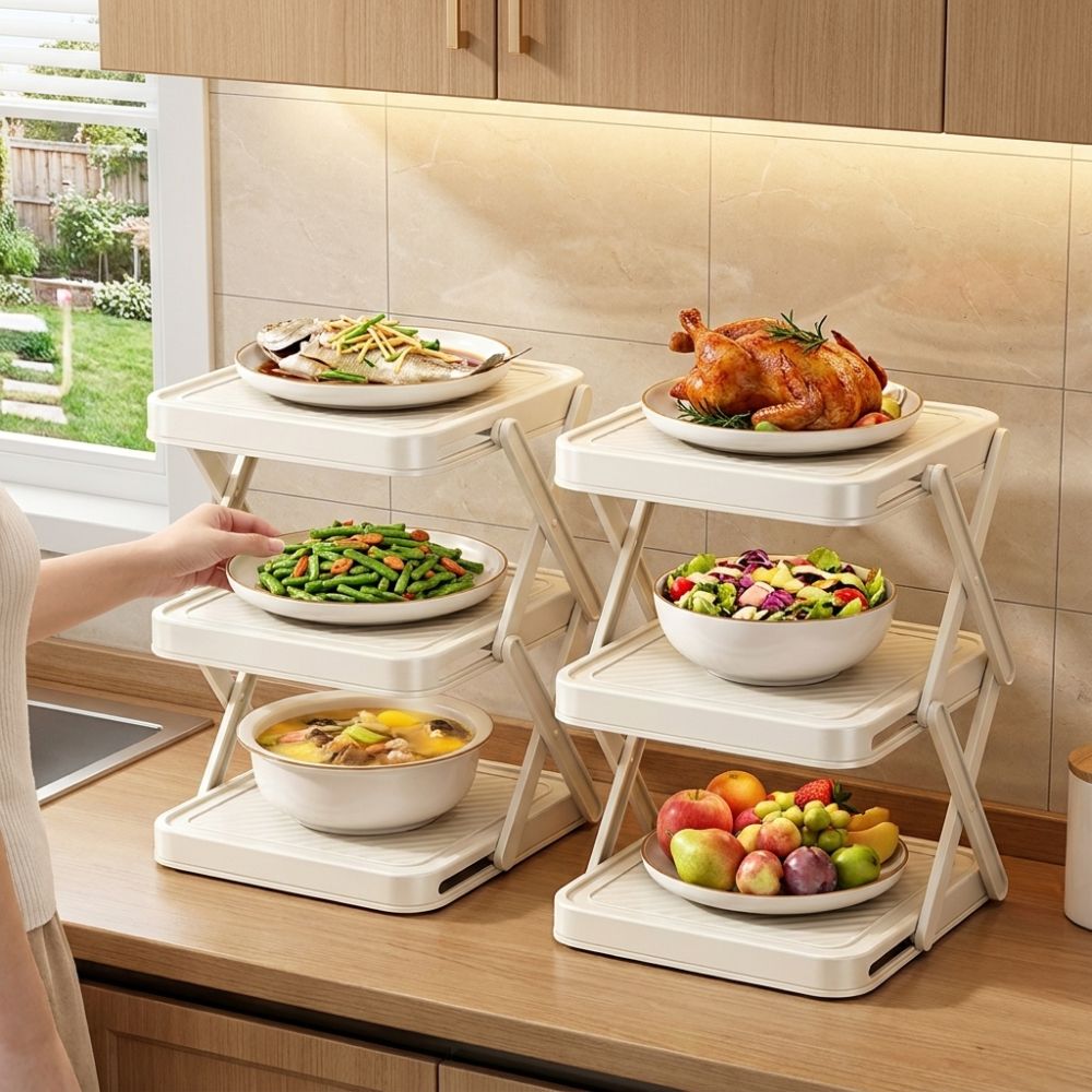 3/4단 접이식 대용량 식기 보관대, 공간 절약형 플라 - Food Storage And Preparation 리뷰 및 가격