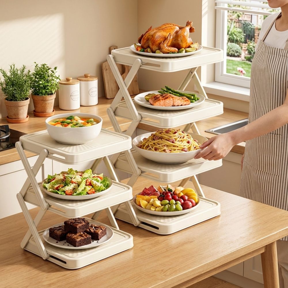 3/4단 접이식 대용량 식기 보관대, 공간 절약형 플라 - Food Storage And Preparation 리뷰 및 가격
