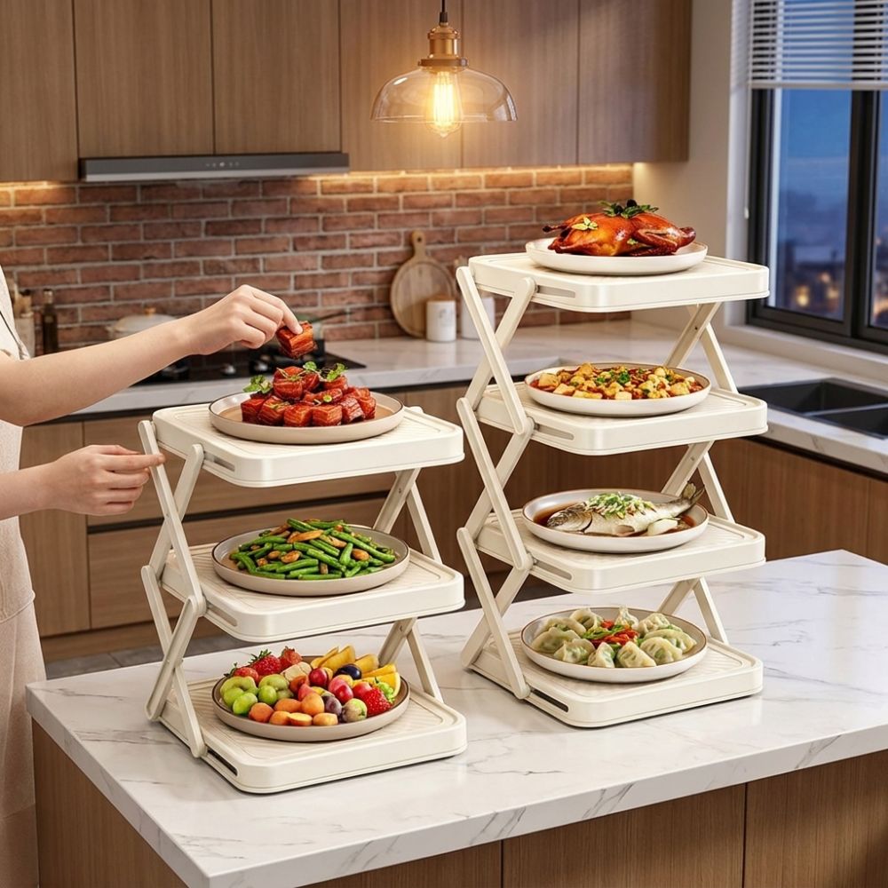 3/4단 접이식 대용량 식기 보관대, 공간 절약형 플라 - Food Storage And Preparation 리뷰 및 가격