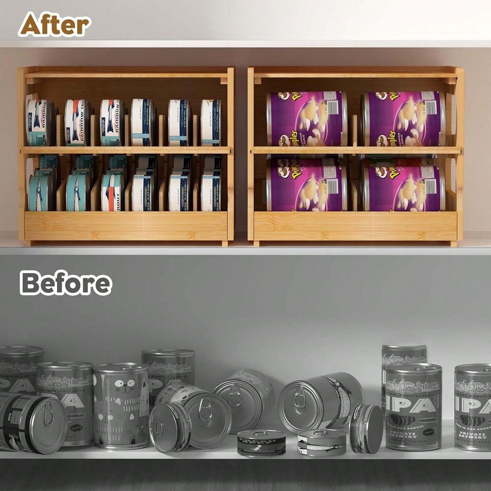 쌓을 수 있는 대나무 고양이 사료 정리함, 2단 조절  - Food Storage Dispenser 리뷰 및 가격