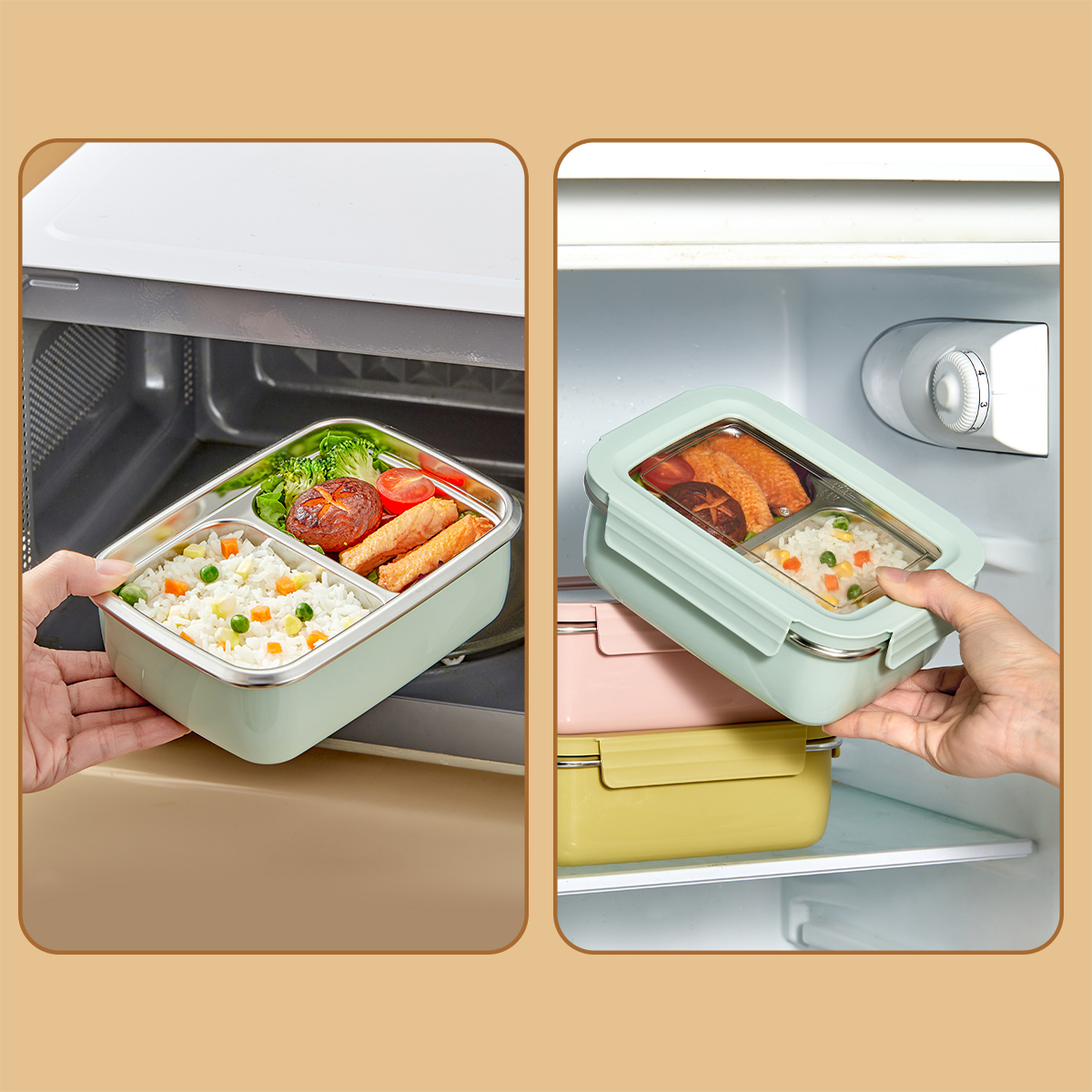 전자레인지용 304 스테인리스 스틸 칸막이 도시락, 쌓 - Food Storage Hot 리뷰 및 가격