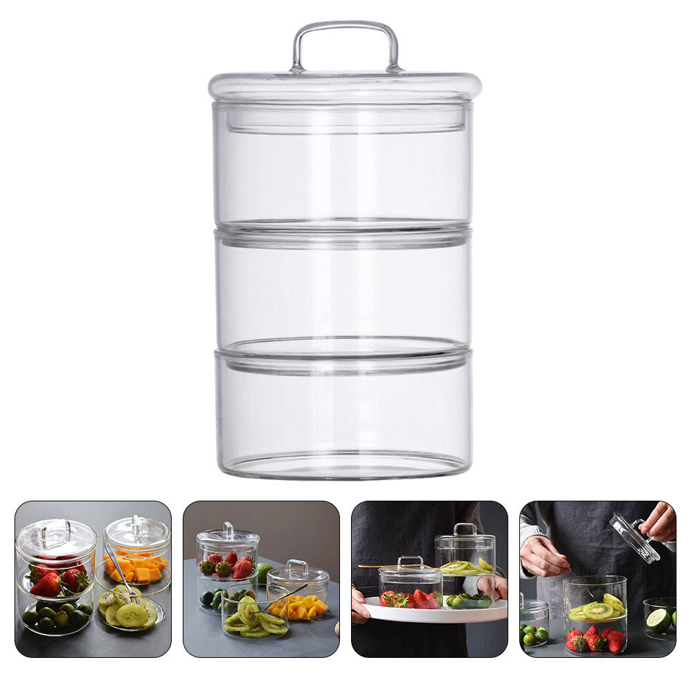 1세트 투명 유리 보관 용기 샐러드 서빙 컨테이너 쌓을 - Food Storage Jars & Containers 리뷰 및 가격