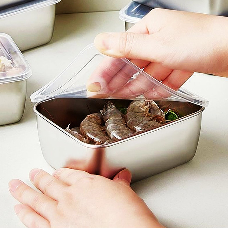 플라스틱 뚜껑이 있는 스테인리스 스틸 냉장고 식품 보관 - Food Storage And Preparation 리뷰 및 가격