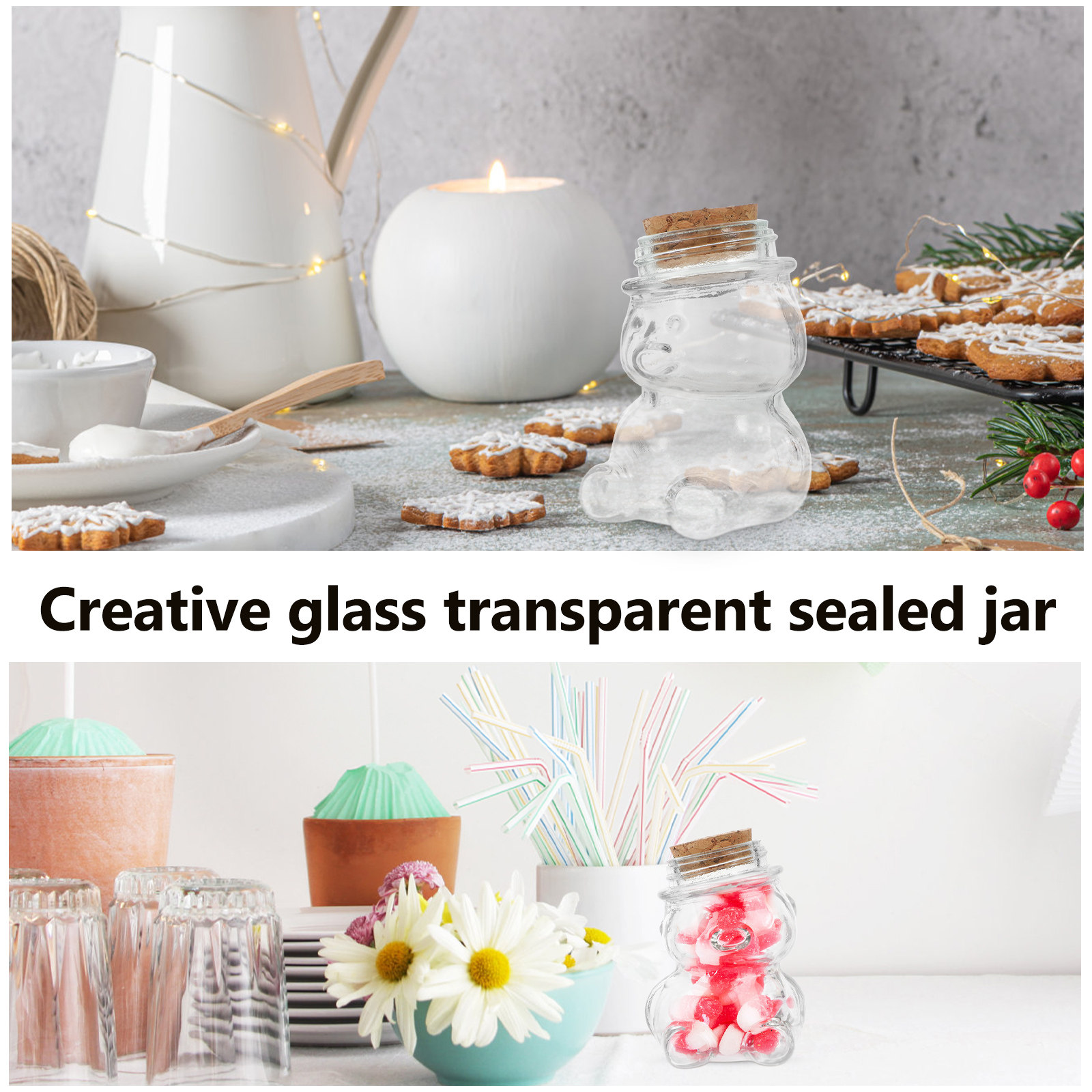 4Pcs 유리 사탕 항아리 세트 사탕, 비스킷, 차,  - Food Storage Jars & Containers 리뷰 및 가격