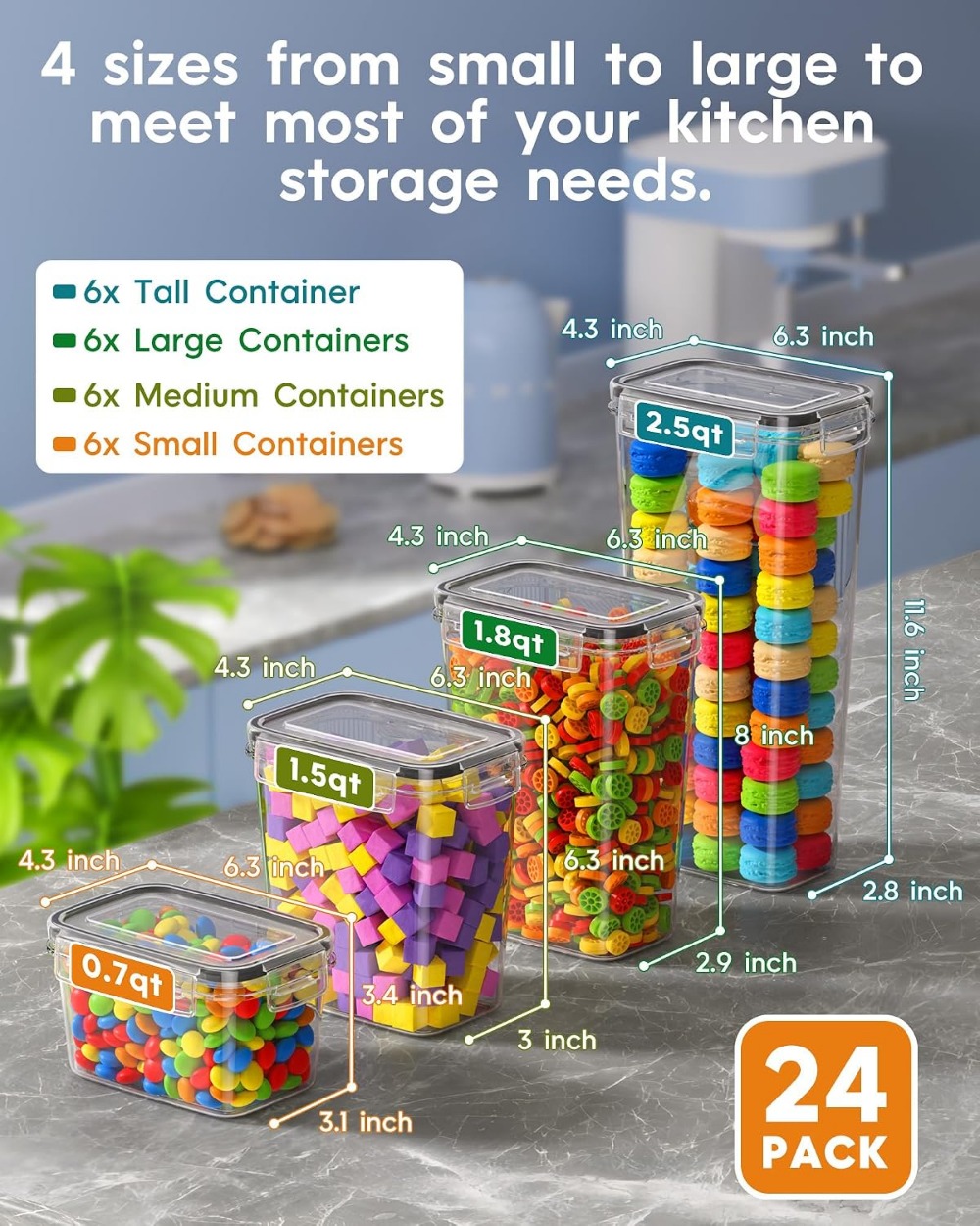 24개의 밀폐 식품 보관 용기(뚜껑 포함), BPA 프 - Food Storage With Lids 리뷰 및 가격