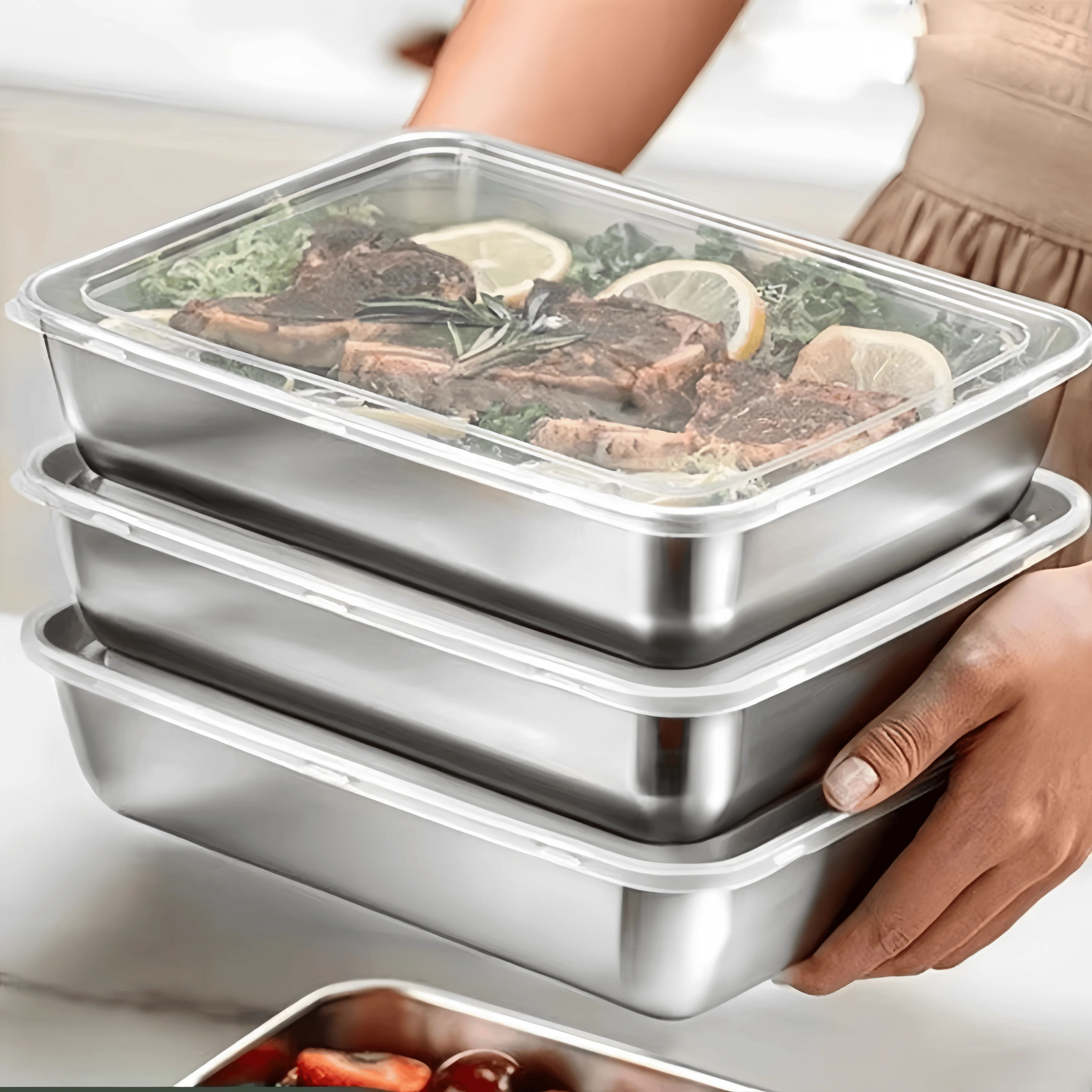 스테인리스 스틸 밀폐형 도시락통 신선도 유지 직사각형  - Food Storage Refrigerator 리뷰 및 가격